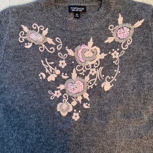 Topshop Beaded Embroided Sweater